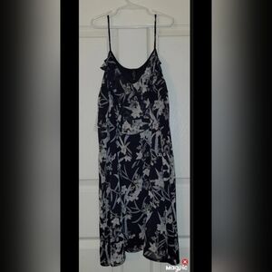 Final Touch Blue Floral Slip Chiffon Dress Size Medium Lined New